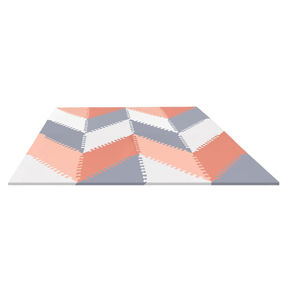 SkipHop - Playspot Geo Floor Tiles 40 triangles, 32pcs Edge - Grey & Peach