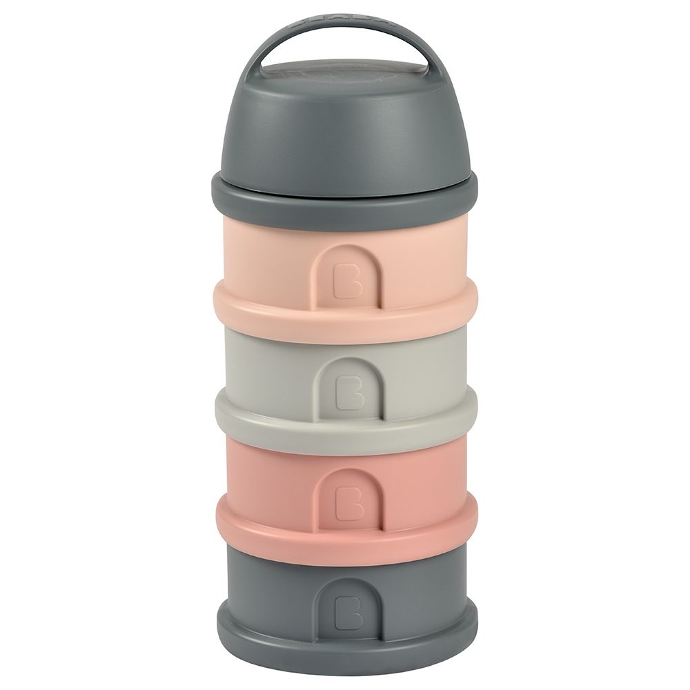 Beaba - 4 Compartments Formula Milk Container - Grey/Pink