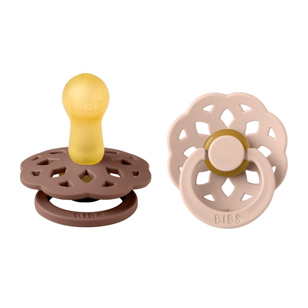 Bibs - Boheme S2 Pacifiers -6M+ - Pack of 2 - Woodchuck/Blush