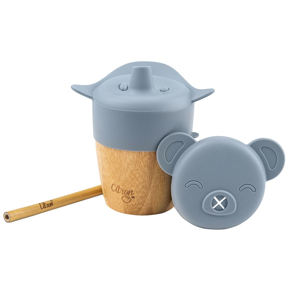 Citron - Organic Bamboo Cup with Lids - Dusty Blue