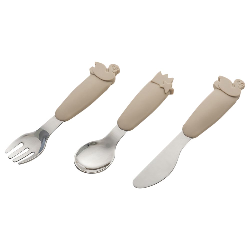 Citron - Silicone Cutlery Set w/ Pouch - Beige