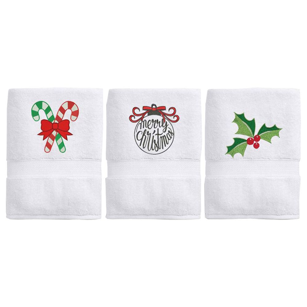 Creative Costumez - Christmas Towels - Pack of 3 - White