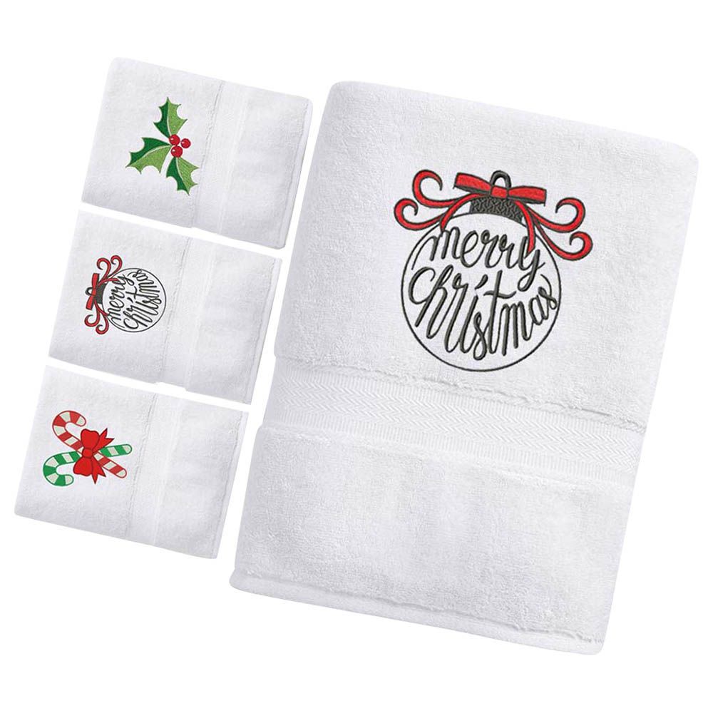 Creative Costumez - Christmas Towels - Pack of 4 - White