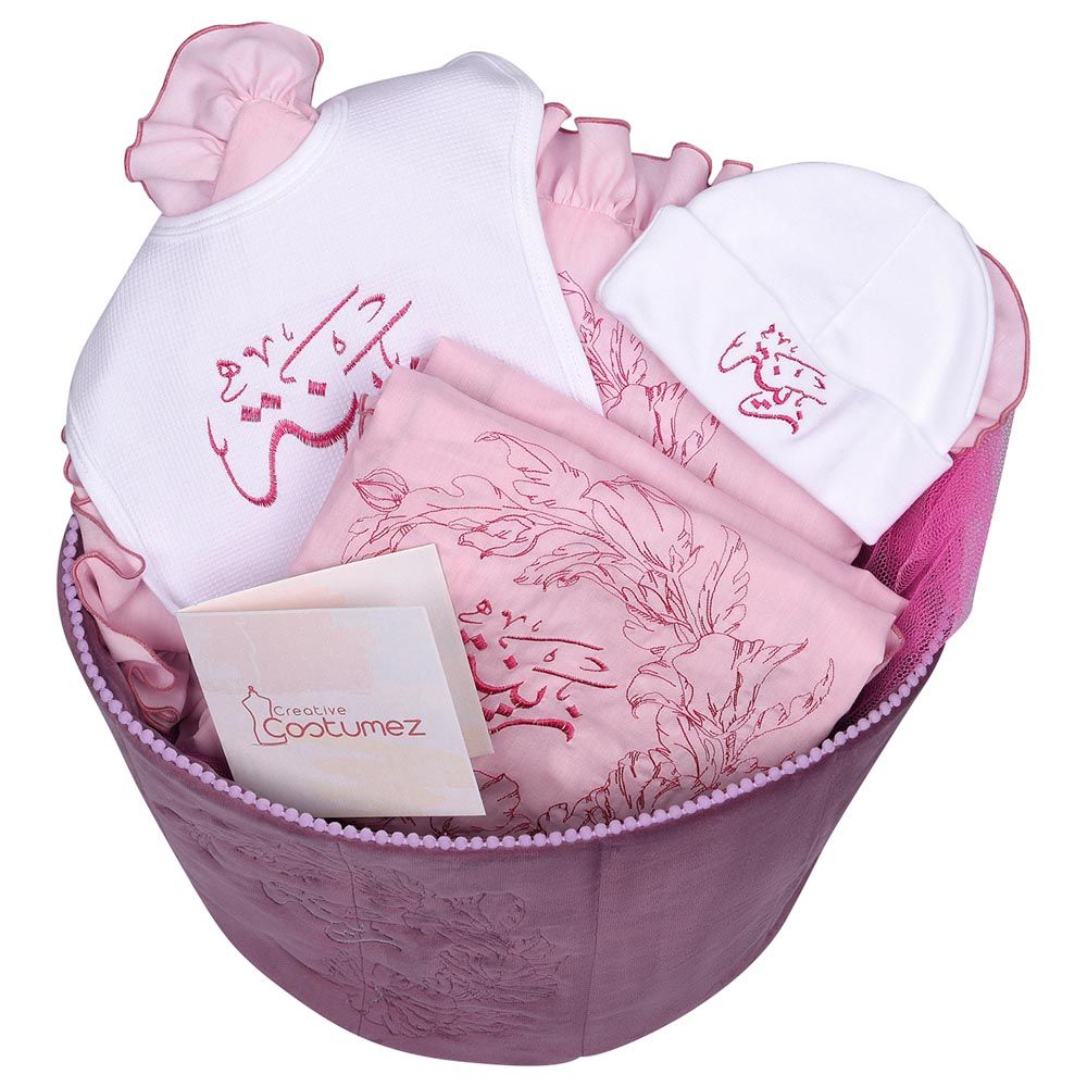 Creative Costumez - Set of 4 Baby Basket - White/Pink