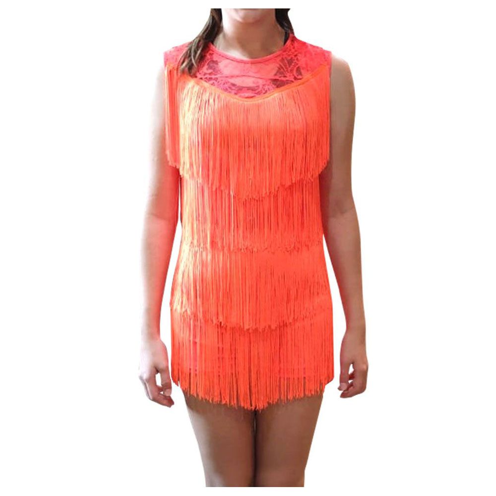 Creative Costumez - Jazz Fringe - Orange Neon