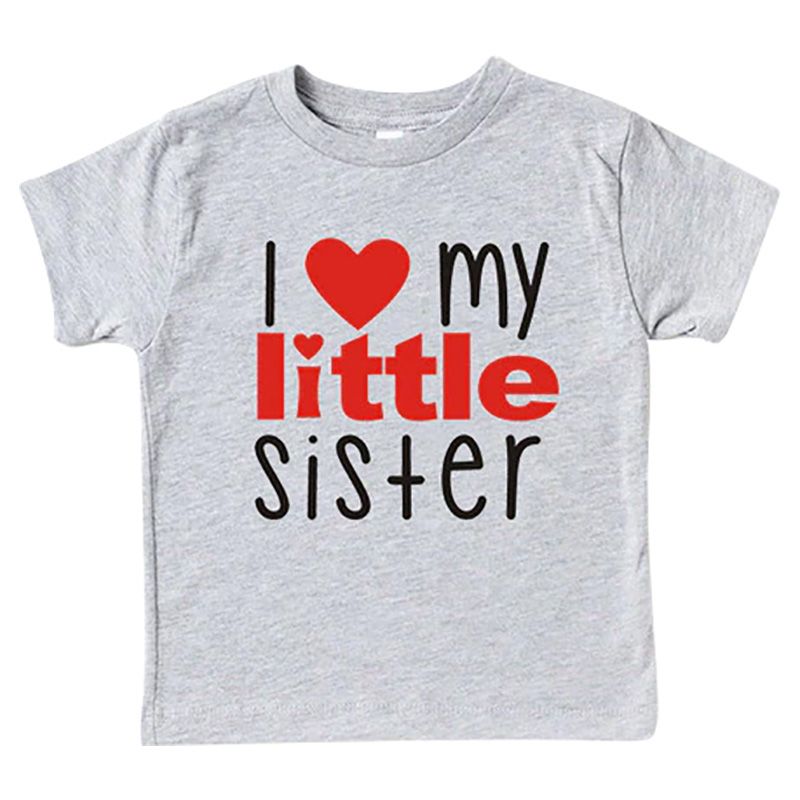 Matching Family - I Love My Little Sister T-shirt - Grey