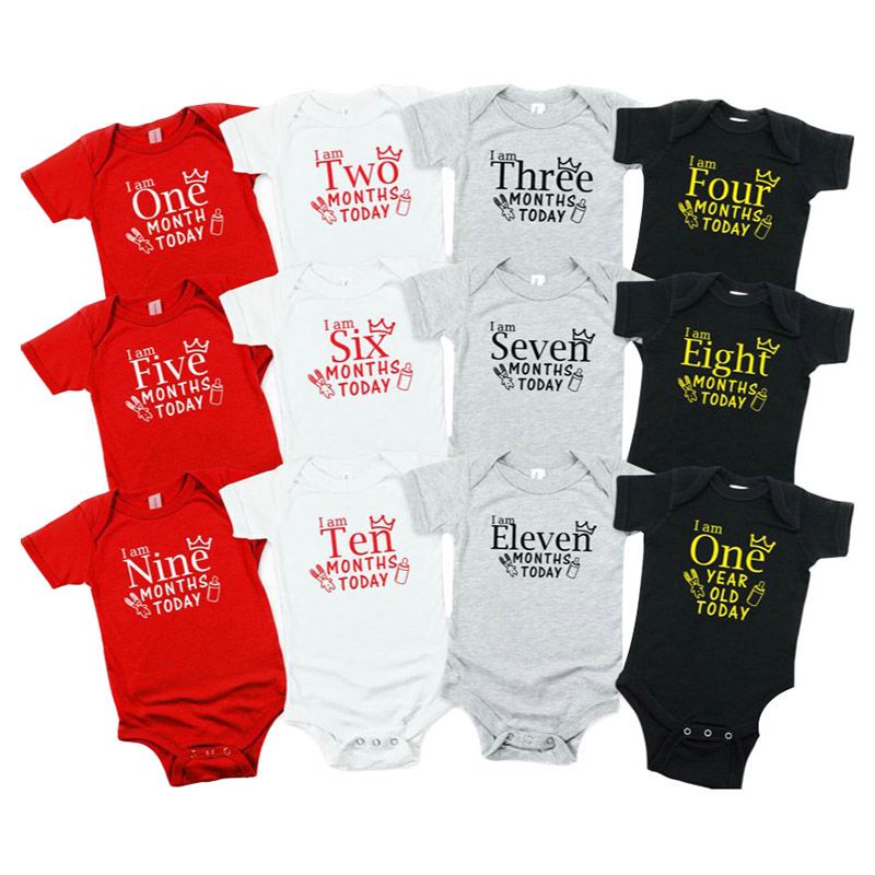 Matching Family Outfits - 12pc-Set Milestone Baby Rompers