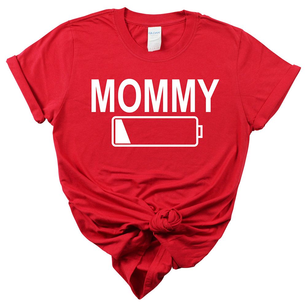 Matching Family Outfits - Mommy Low Battery T-Shirt - Red