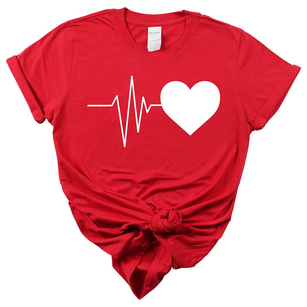 Matching Family Outfits - Mom Heartbeats-Love T-Shirt - Red