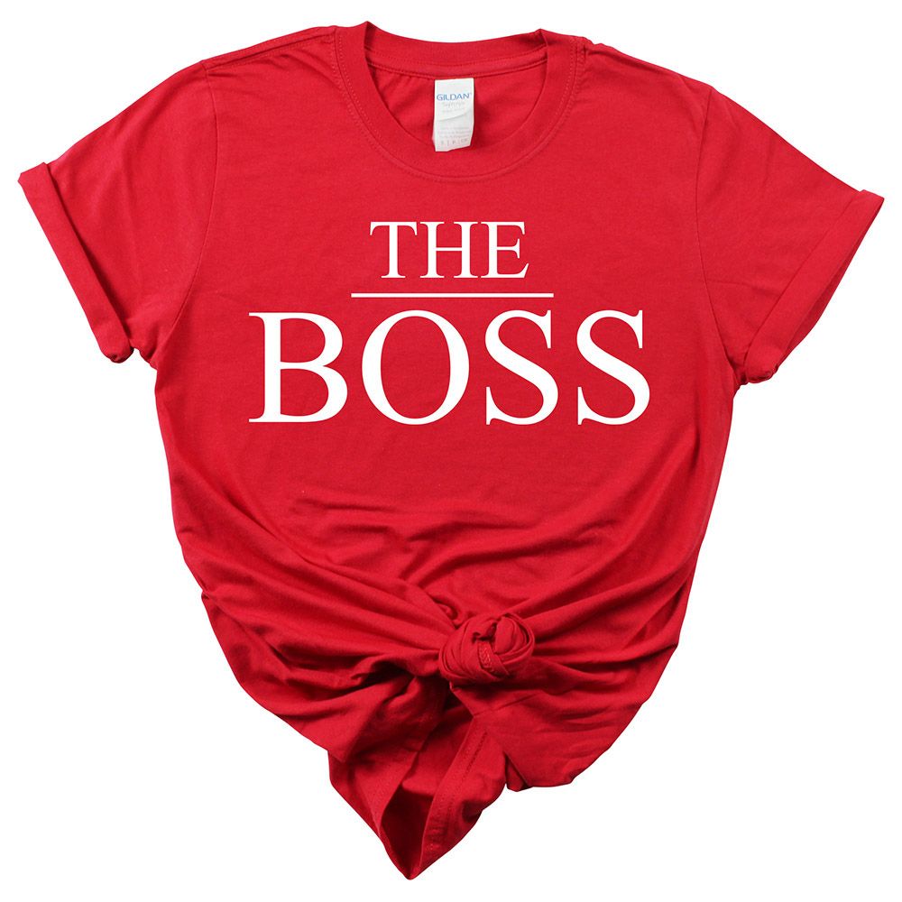 Matching Family Outfits - Mom's "The Boss" T-Shirt - Red