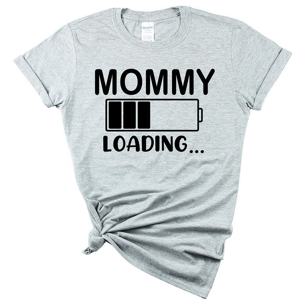 Matching Family Outfits - Mommy "Loading.." T-Shirt - Grey