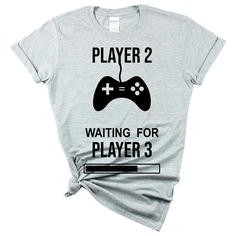 Matching Family Outfits - Mommy "Player 2" T-Shirt - Grey