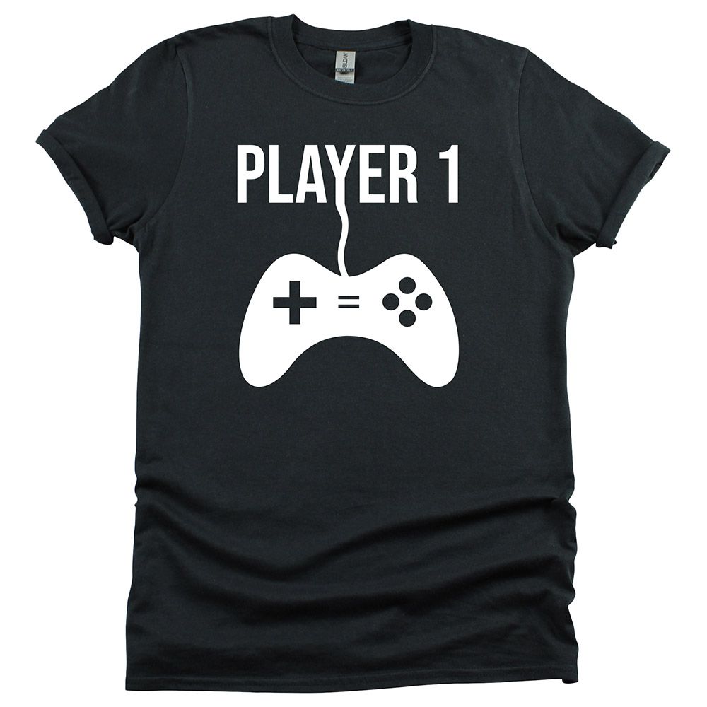 Matching Family Outfits - Daddy "Player 1" T-Shirt - Black