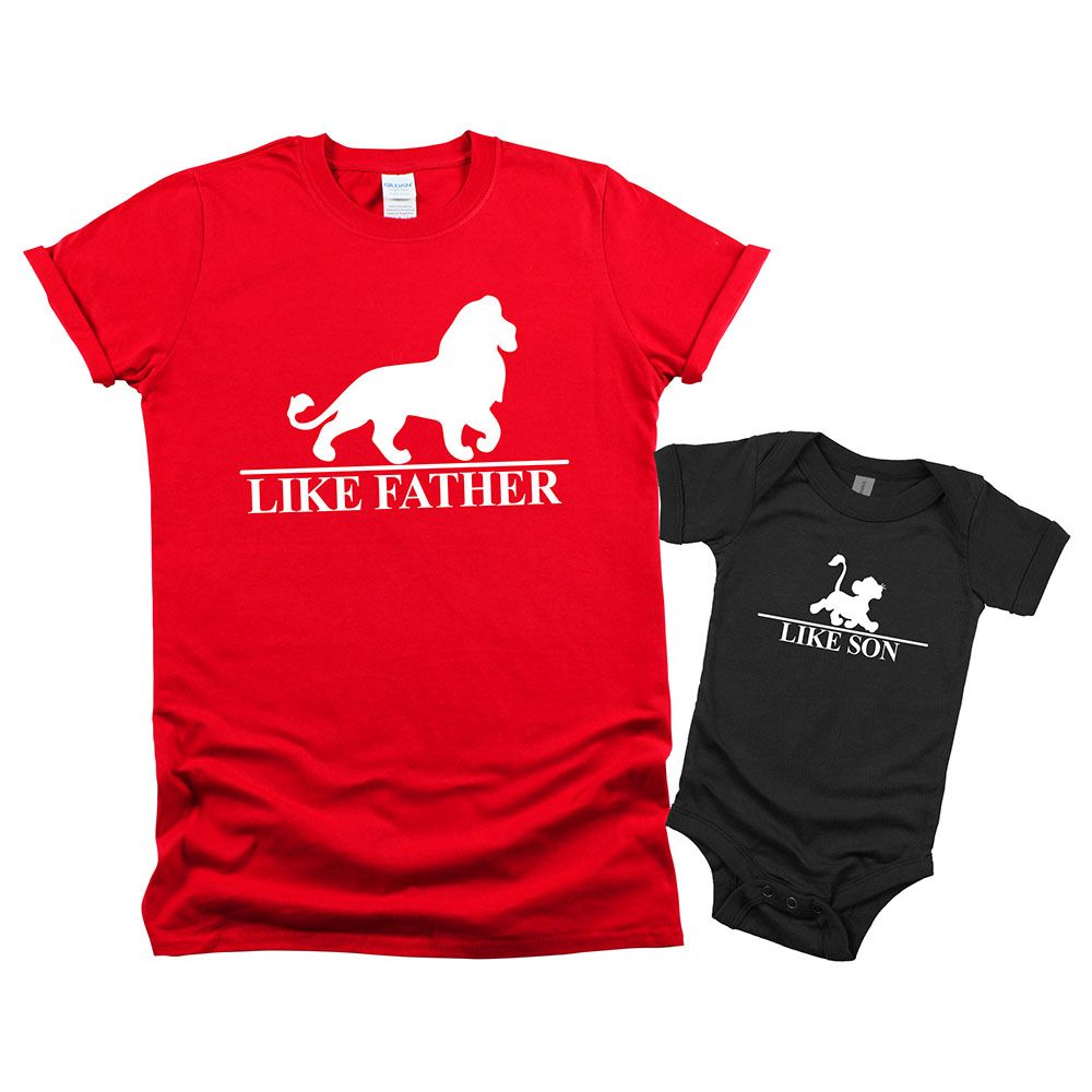 Matching Family Outfits - 2pc-Set - Like Father Like Son - Red_