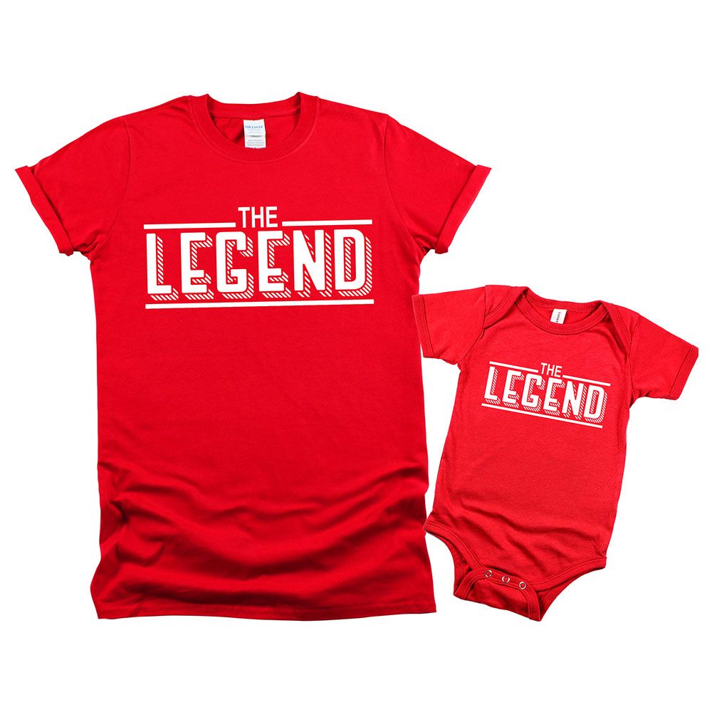 Matching Family Outfits - 2pc-Set - Dad/Mum & Baby The Legend - Red_