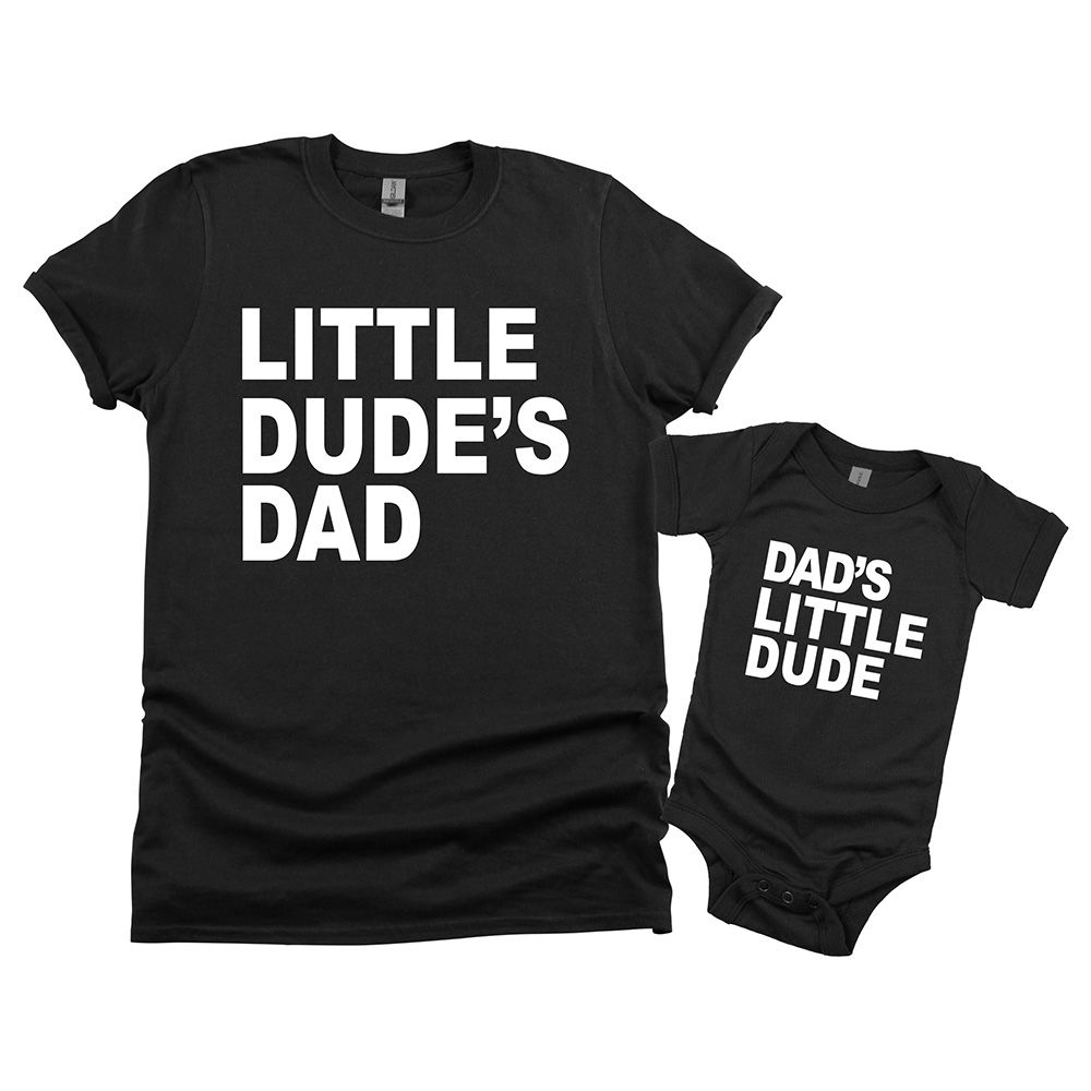 Matching Family Outfits - 2pc-Set - Little Dude's Dad/Dad's Little Dude - Black_