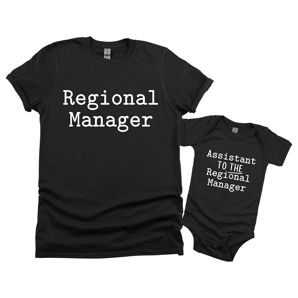 Matching Family Outfits - 2pc-Set - Dad/Mum & Baby Regional Manager & Asst. 2 - Black_