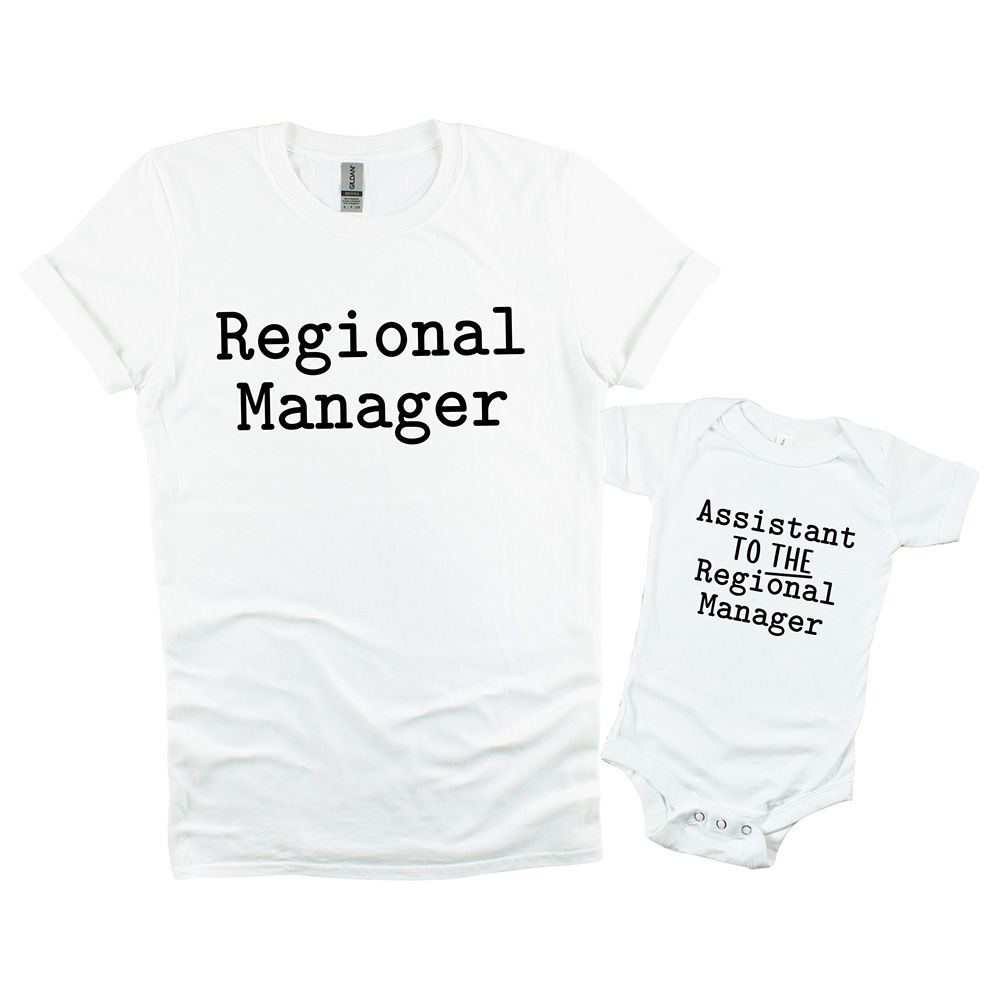 Matching Family Outfits - 2pc-Set - Dad/Mum & Baby Regional Manager & Asst. 2 - White_