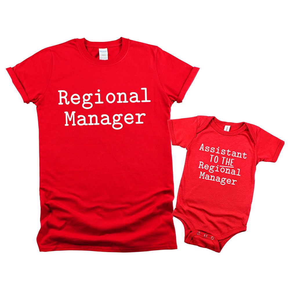 Matching Family Outfits - 2pc-Set - Dad/Mum & Baby Regional Manager & Asst. 2 - Red_