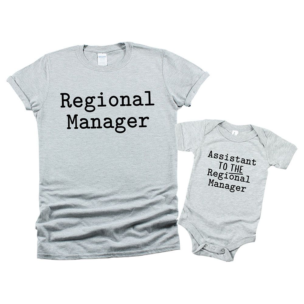 Matching Family Outfits - 2pc-Set - Dad/Mum & Baby Regional Manager & Asst. 2 - Grey_