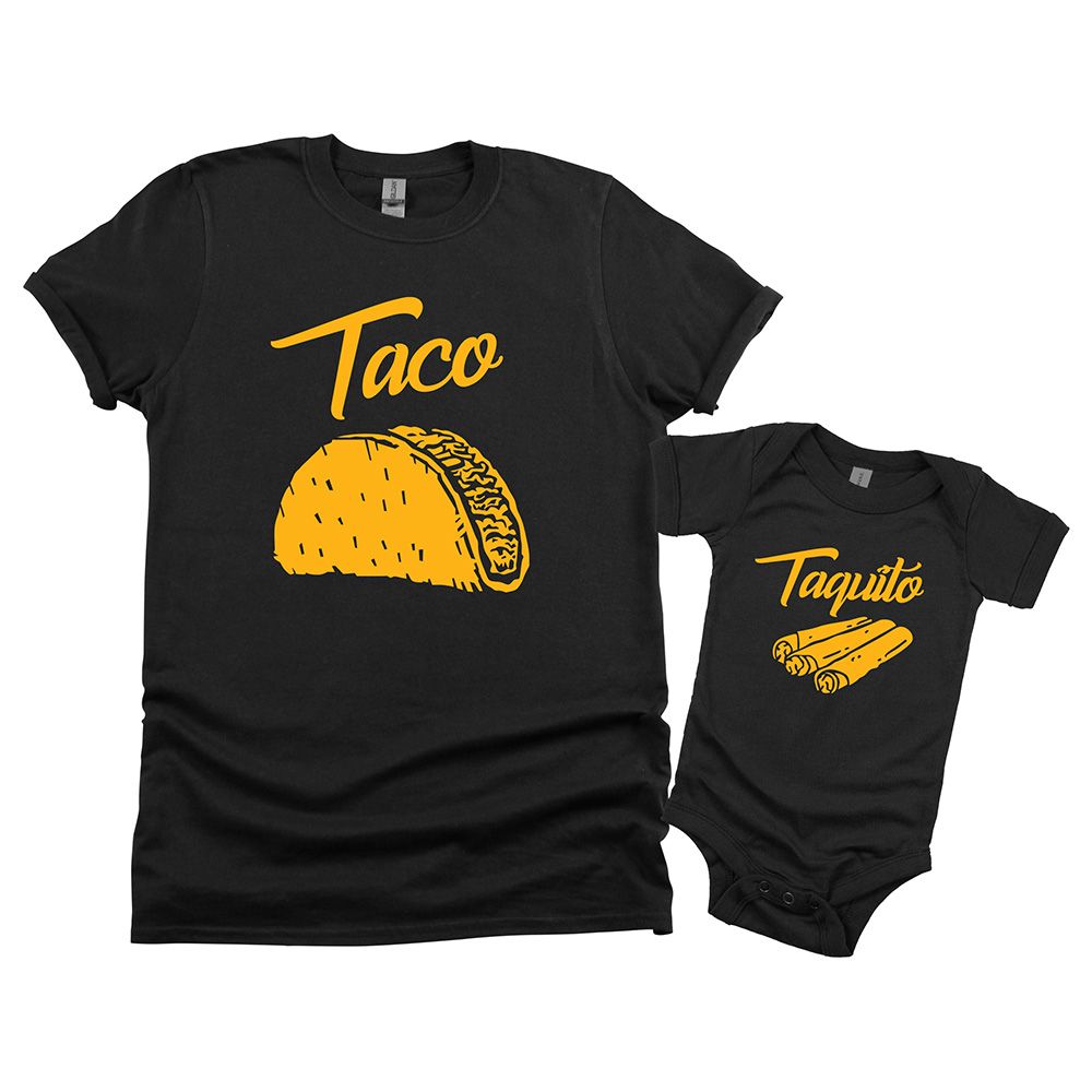 Matching Family Outfits - 2pc-Set - Dad/Mum & Baby Taco - Black_