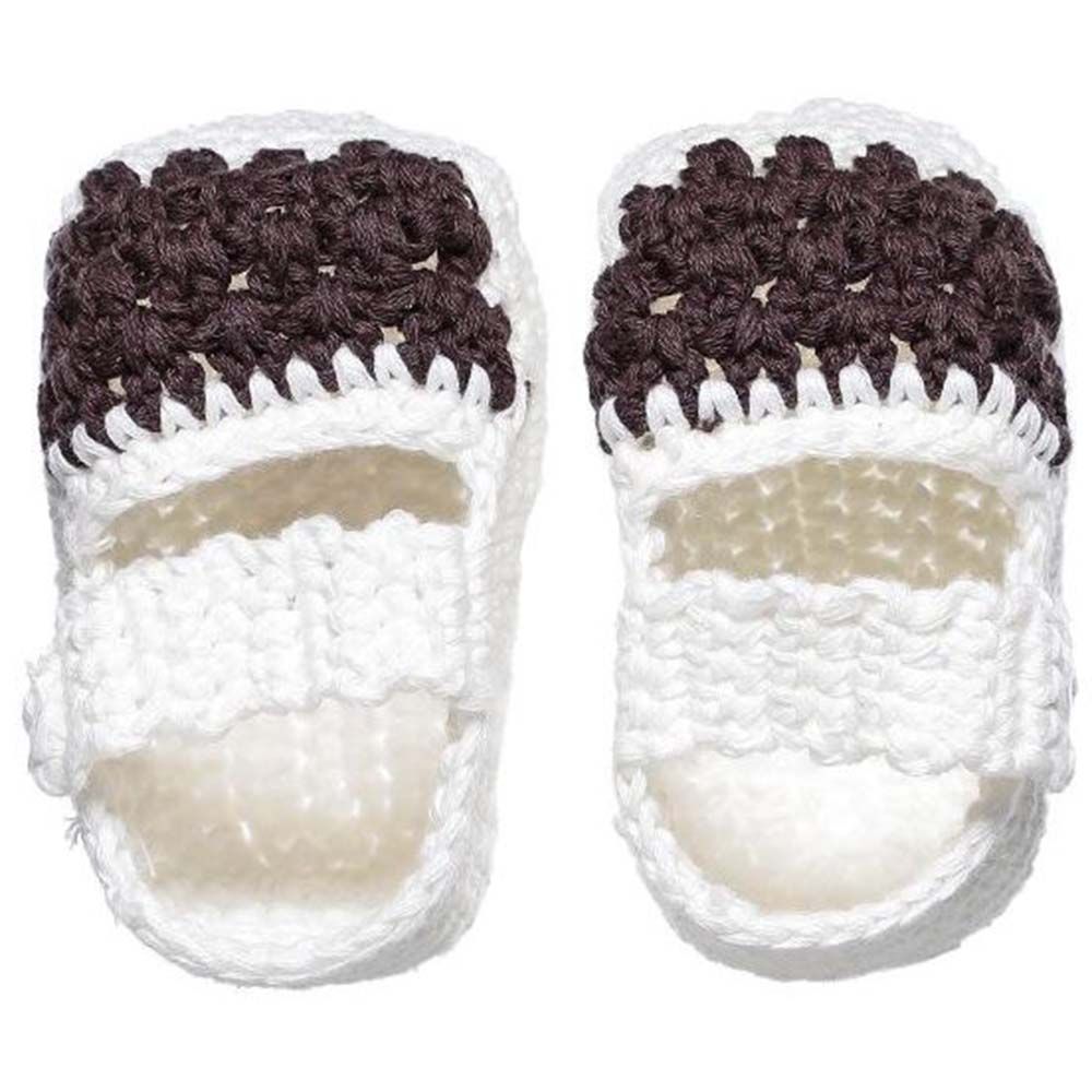 Smurfs - Baby Crochet Shoes - White & Brown