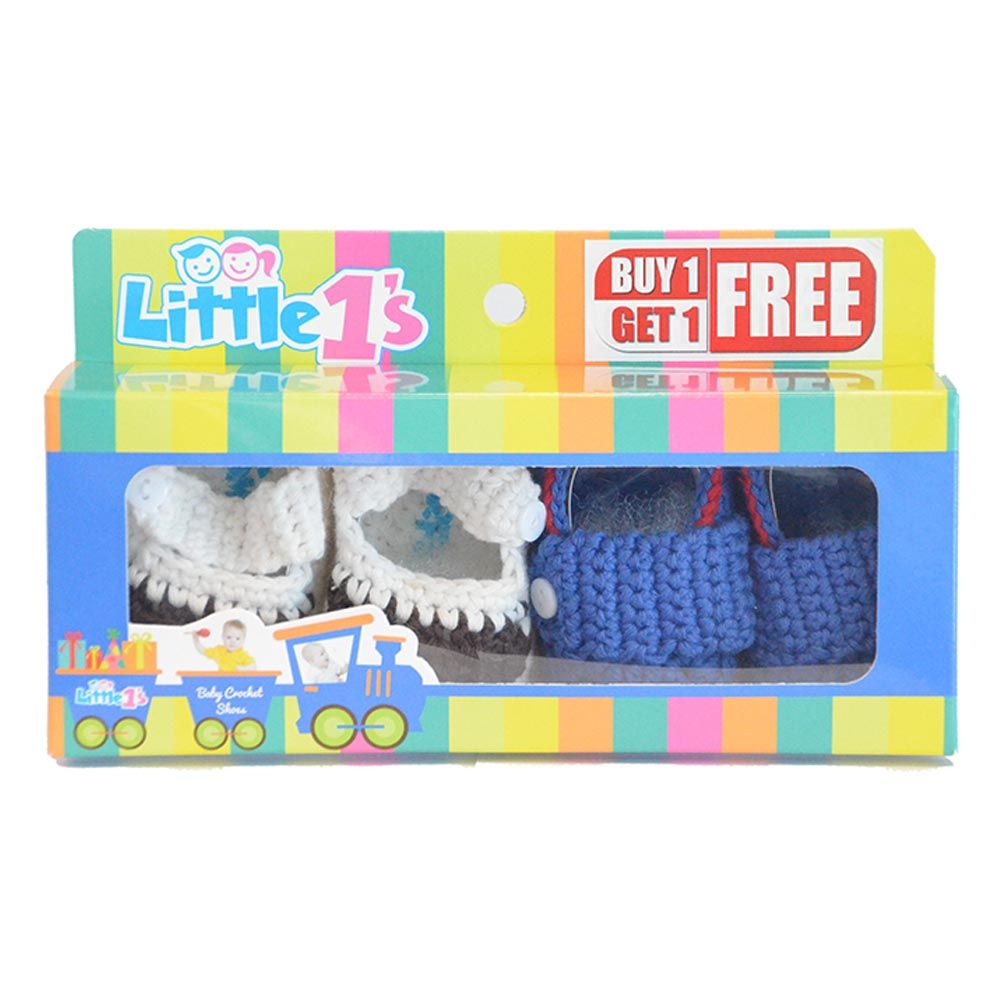 Little 1's - Baby Shoes - Blue & White - Buy 1 Get 1 Free