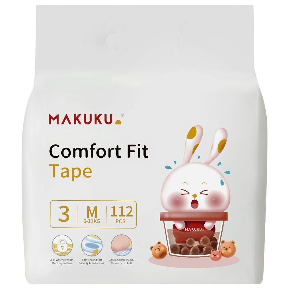 Makuku - Comfort Fit Tape - Size 3 - Medium 6-11kg - 112pcs