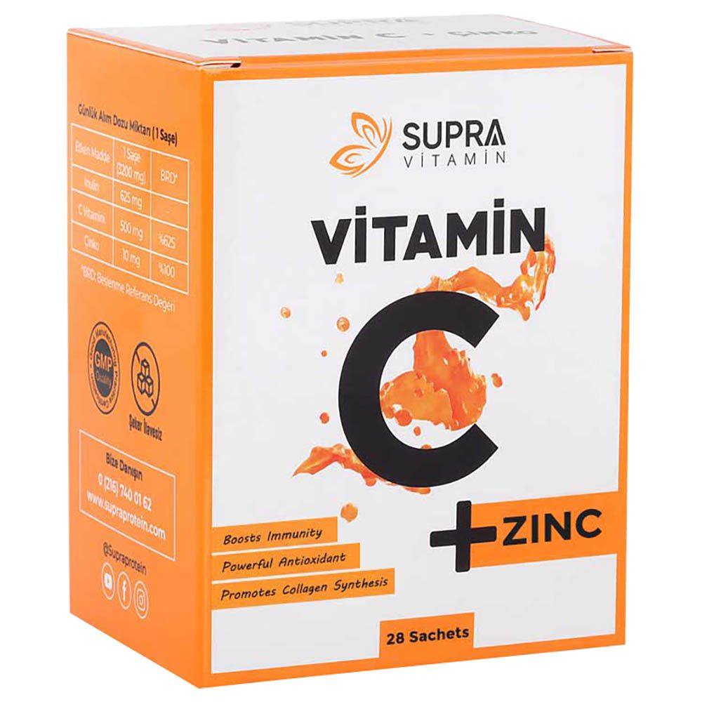 Supra Protein - Vitamin C + Zinc 28 Sachets - Orange