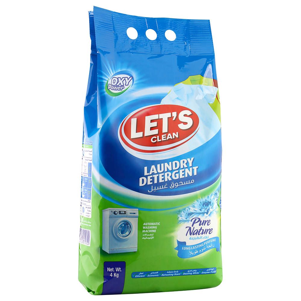 Let's Clean - Detergent Powder For Automatic Machine - 4Kg - Pure Nature