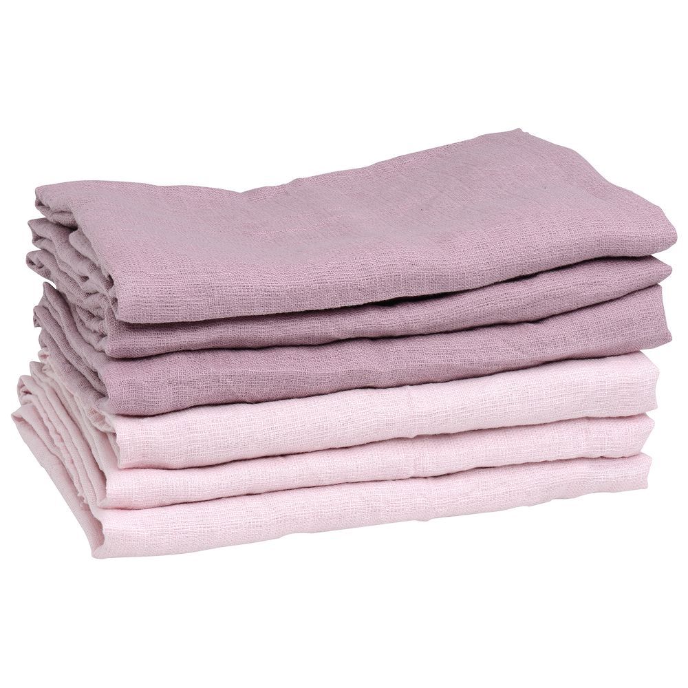 Mininor - Organic Muslin Towel - 6pcs - Rose/Heath Flower