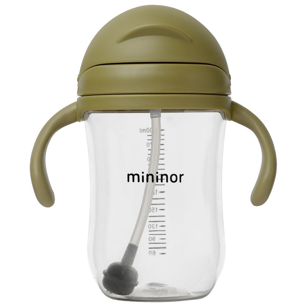 Mininor - Non-spill Trainer Straw Cup - 220ml, BPA and BPS Free Tritan, Weighted Straw, 6m+ - Moss Green