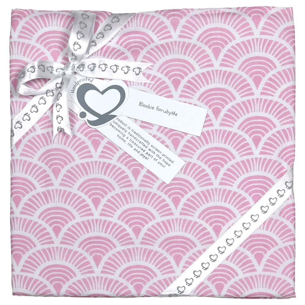 Me - Handprinted Organic Blanket - Art Deco - Pink