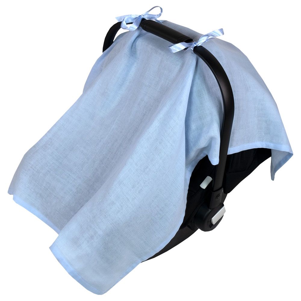 Me - Organic Muslin Car Seat Suncover - Blue