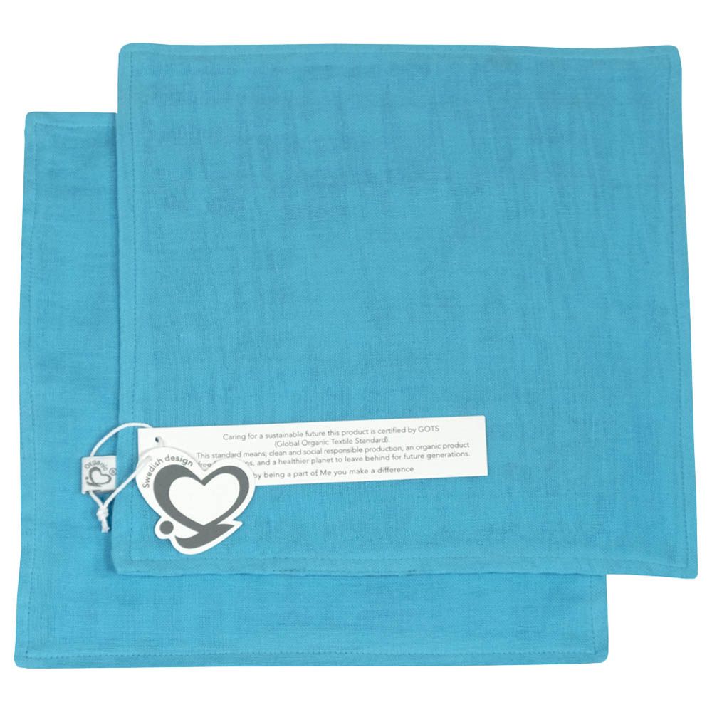 Me - Organic Muslin Burptowel/Facetowel - Pack Of 2 - Turquoise