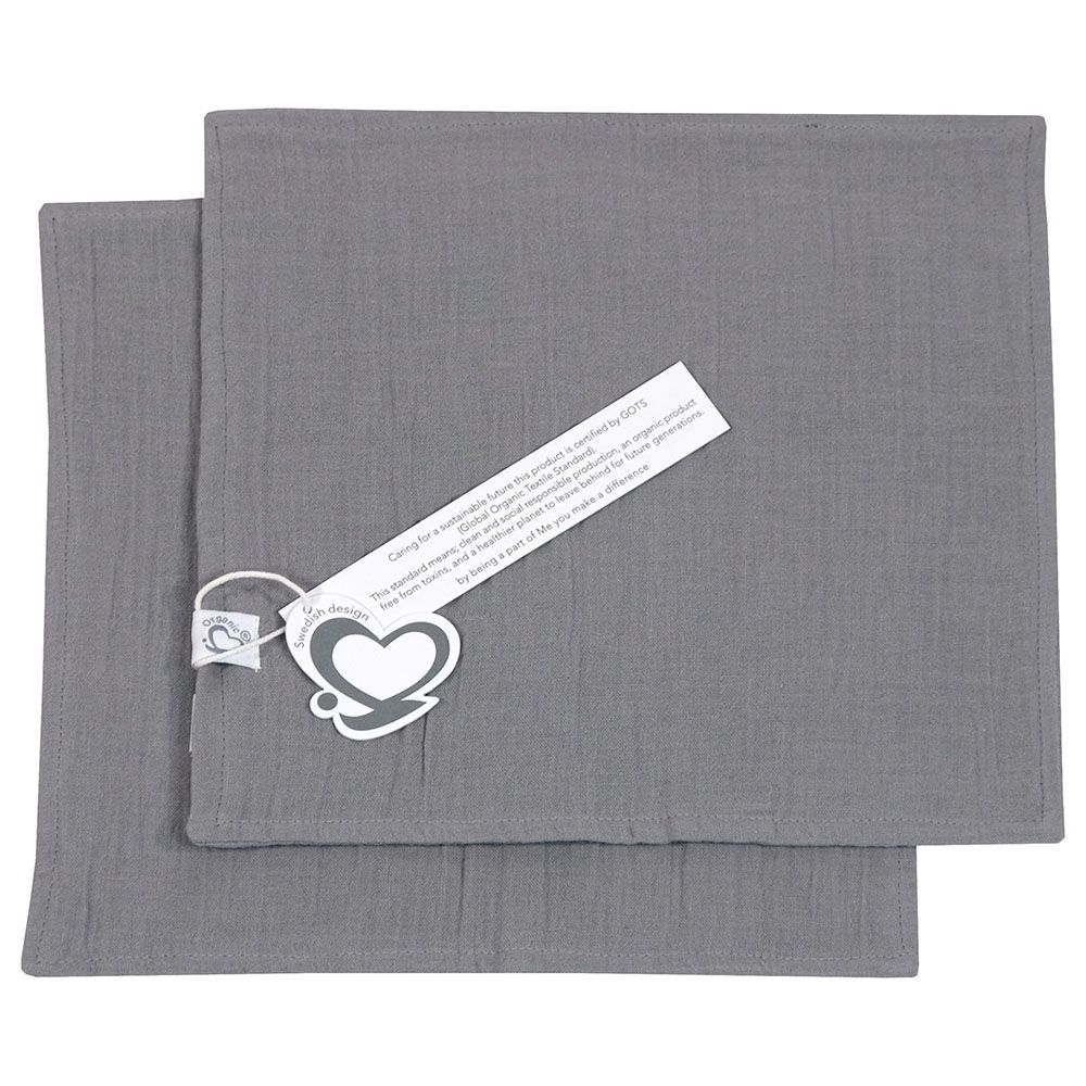 Me - 2pc-Set Organic Crinkle Muslin Burptowel/Facetowel - Grey