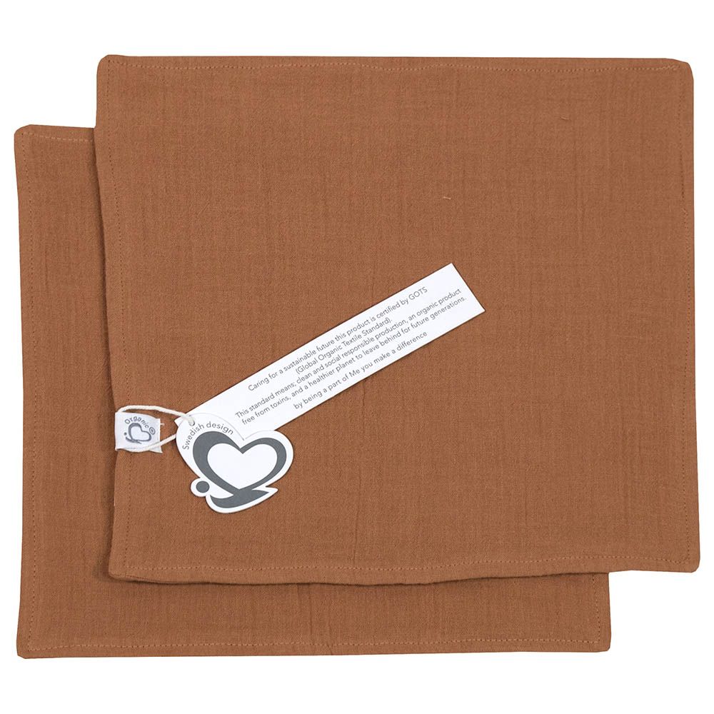 Me - 2pc-Set Organic Crinkle Muslin Burptowel/Facetowel - Mocca