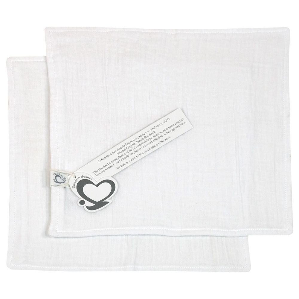 Me - 2pc-Set Organic Crinkle Muslin Burptowel/Facetowel - White