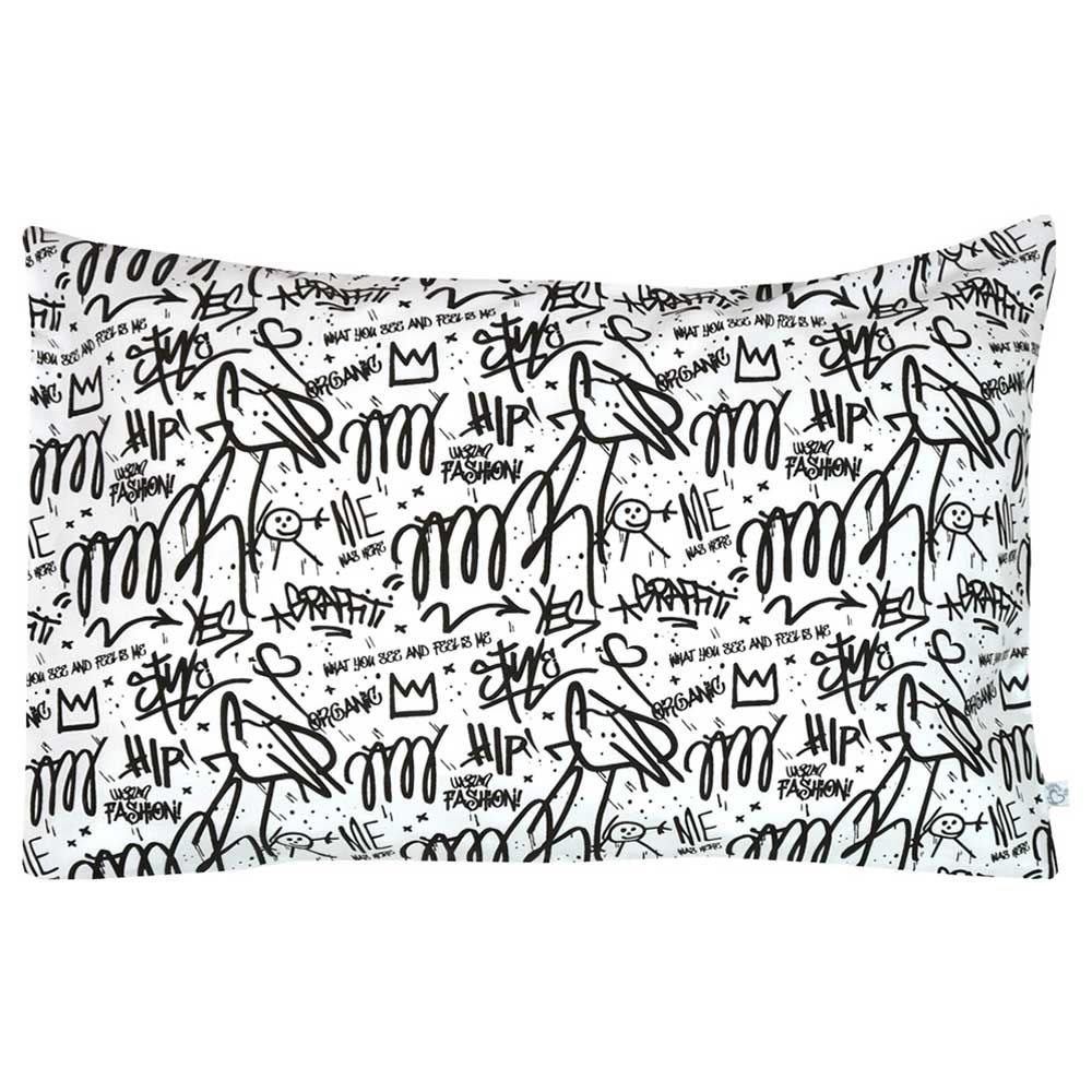 Me - Organic Graffiti Junior Cushion Cover - Black