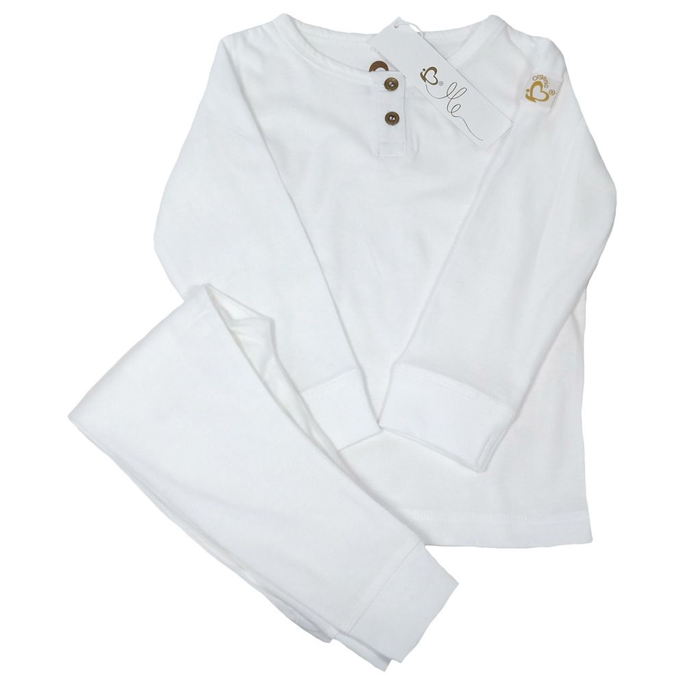 Me - Gold Accent Organic Pyjama Set - White