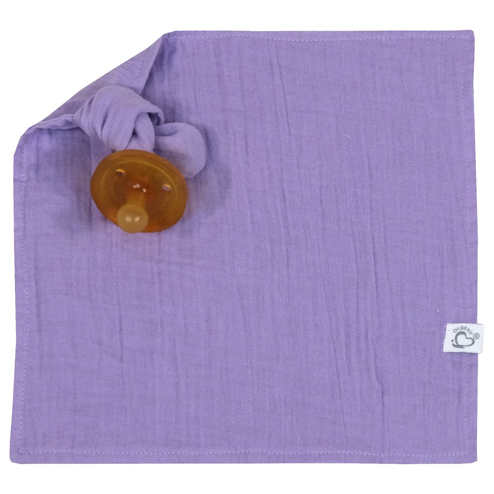 Me - Organic Pacifier Holder Snuggle - Crinkle Muslin - Purple