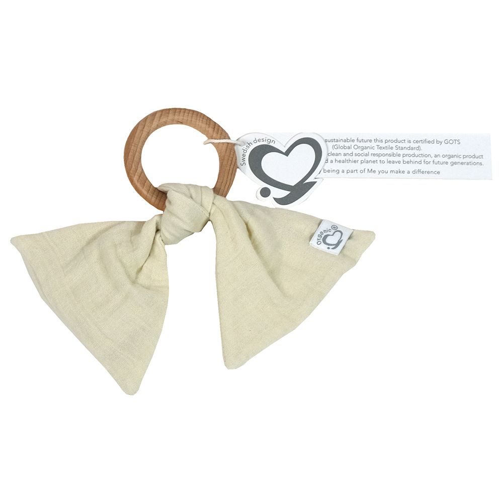 Me - Organic Rattle & Teething Ring - Crinkle Muslin - Cream