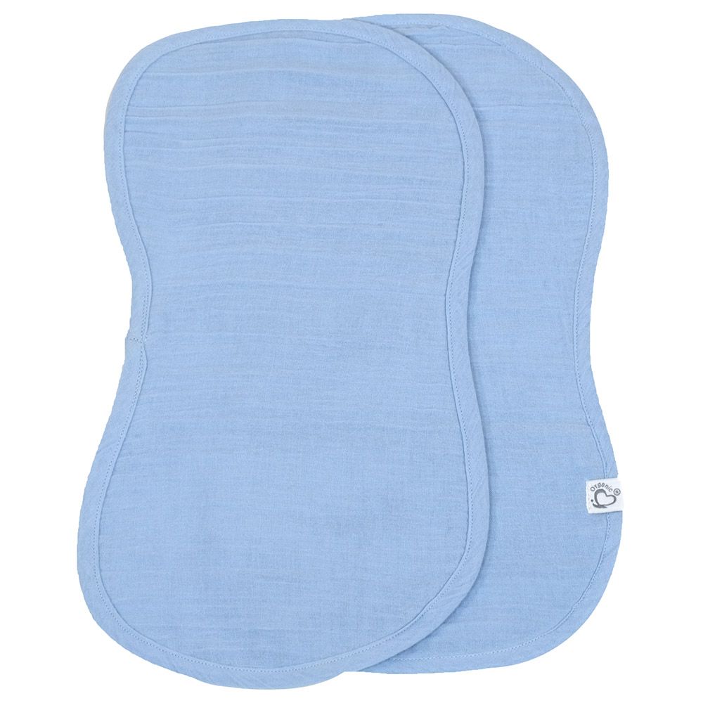 Me - 2pc-Set Organic Crinkle Muslin Shaped Burp Towel - Blue