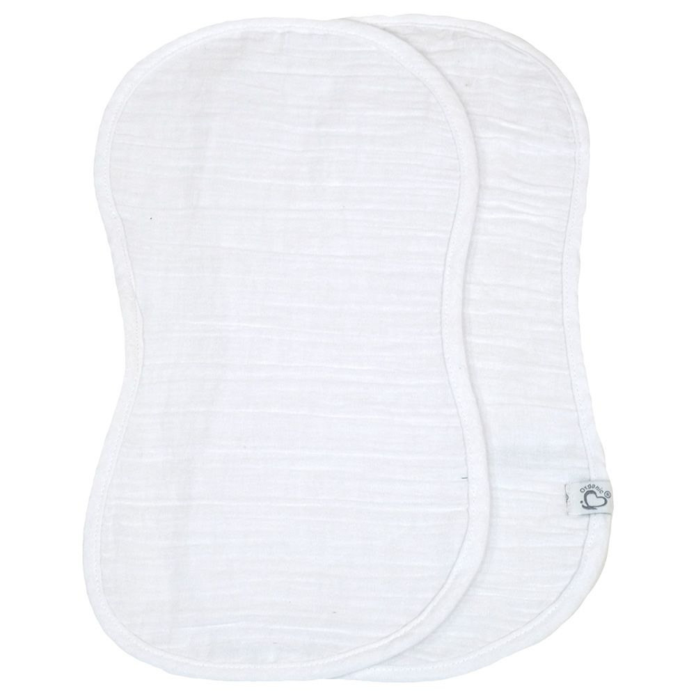 Me - 2pc-Set Organic Crinkle Muslin Shaped Burp Towel - White