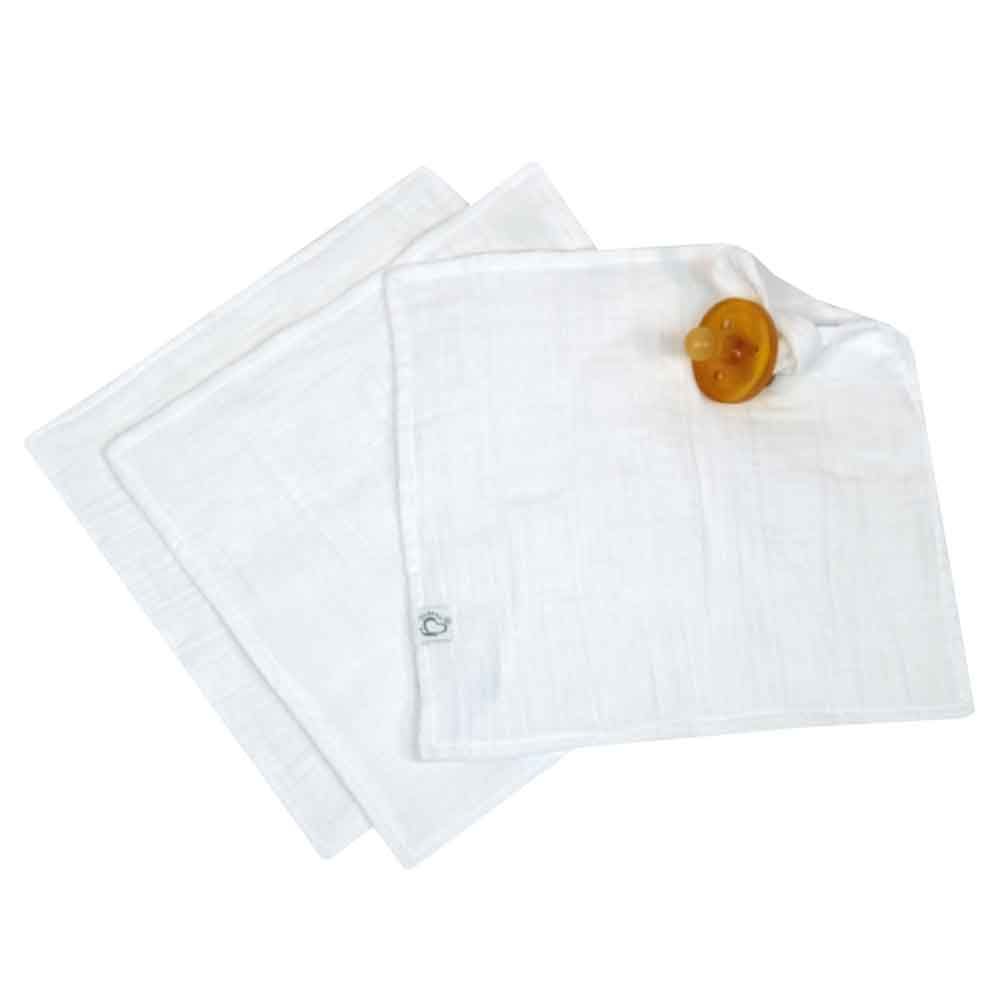 Me - Organic Pacifier Holder & Burp Towels - Pack of 3 - White