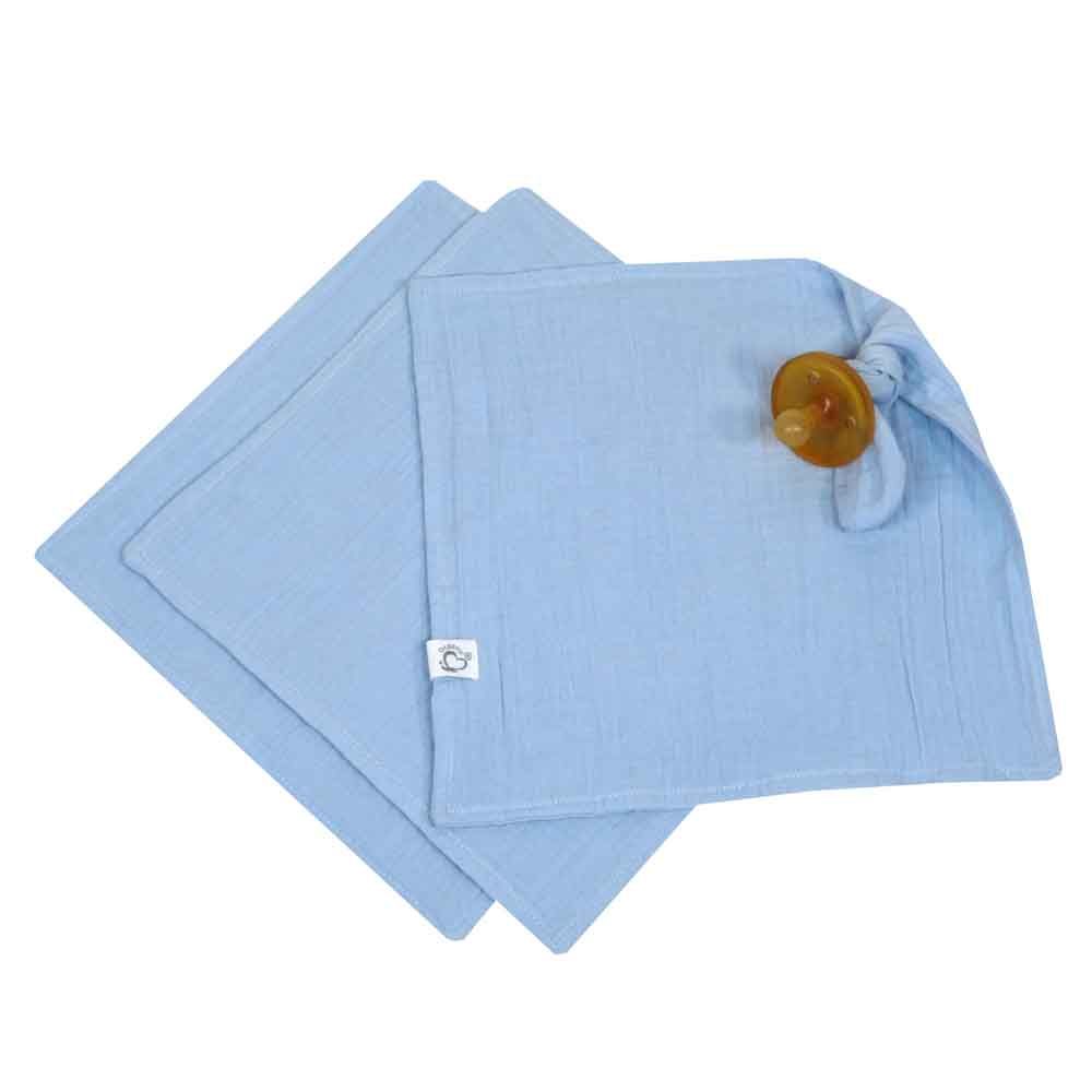 Me - Organic Pacifier Holder & Burp Towels - Pack of 3 - Blue