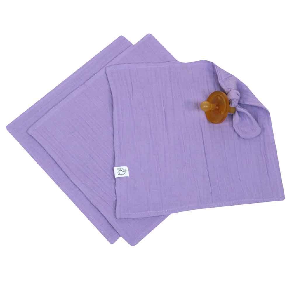 Me - Organic Pacifier Holder & Burp Towels - Purple - 3pcs