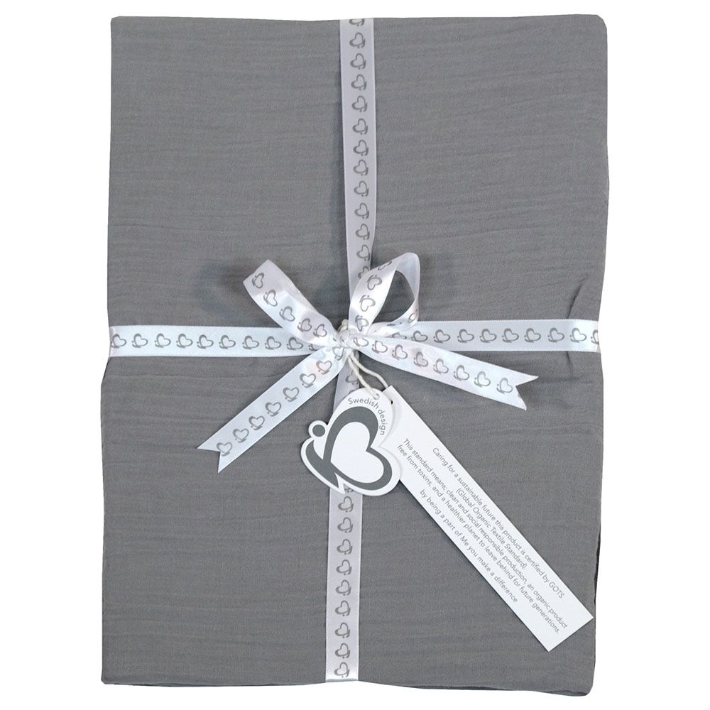 Me - Organic Crinkle Muslin Fitted Crib Sheet - Grey