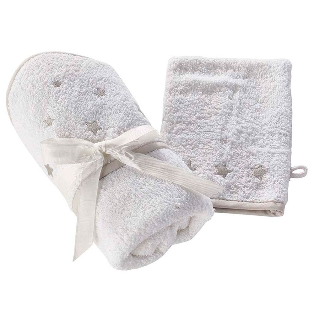 Kinder Valley - Stars Print Hooded Towel And Wash Mitt