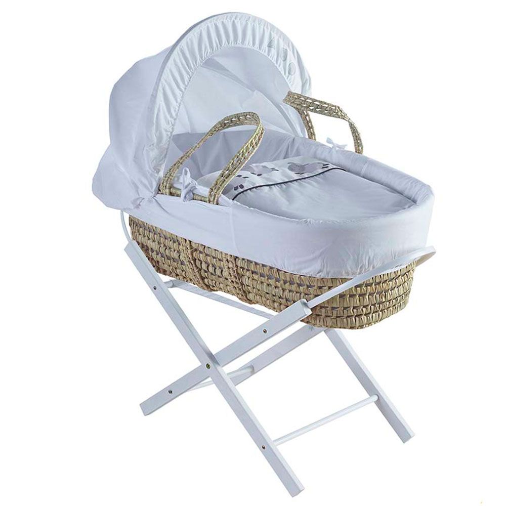 Kinder Valley Little Sheep Palm Moses Basket W/ White Stand